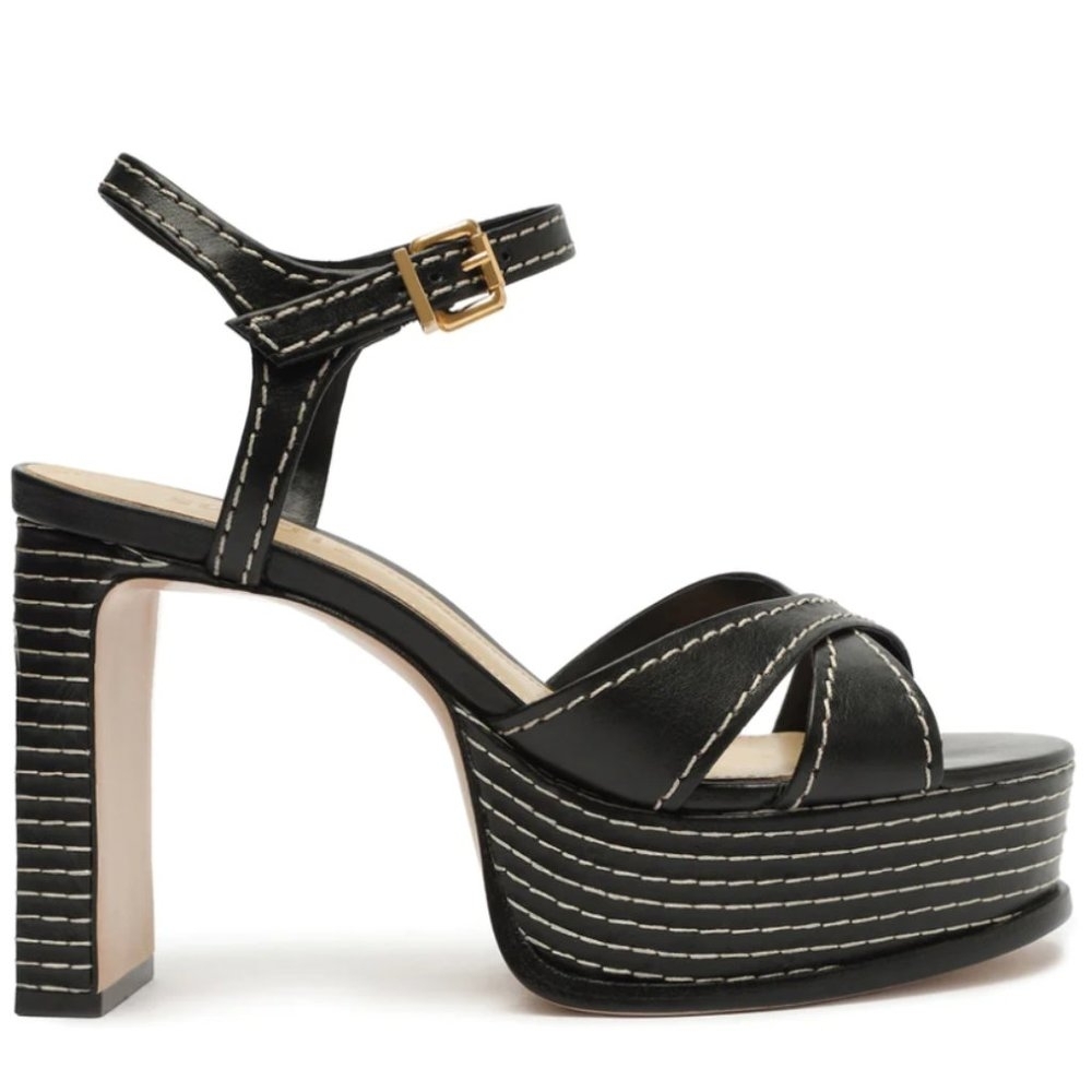 SCHUTZ Black Platform Sandals with Criss-Cross Straps
